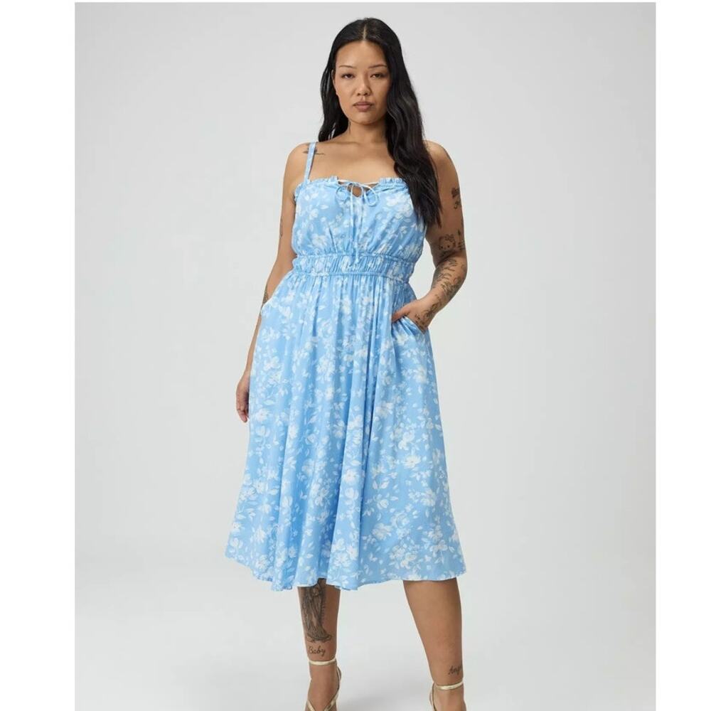 Torrid Challis A-line Dress Midi Tea Length Florence Floral Romantic Feminine